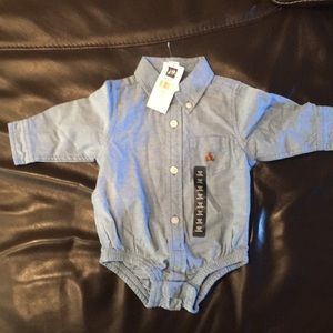 Baby Gap denim long sleeve onesie size 3/6months